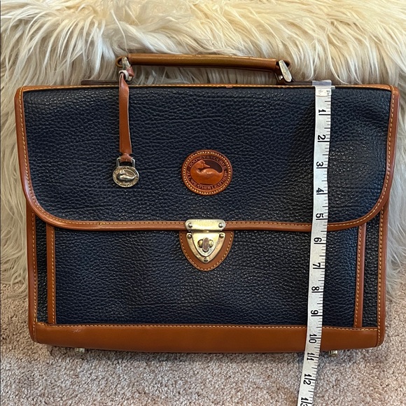 Dooney & Bourke Navy and Tan Pebble Leather Laptop / Briefcase - Picture 14 of 16